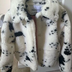 Juicy Couture Black and White Faux Fur Jacket